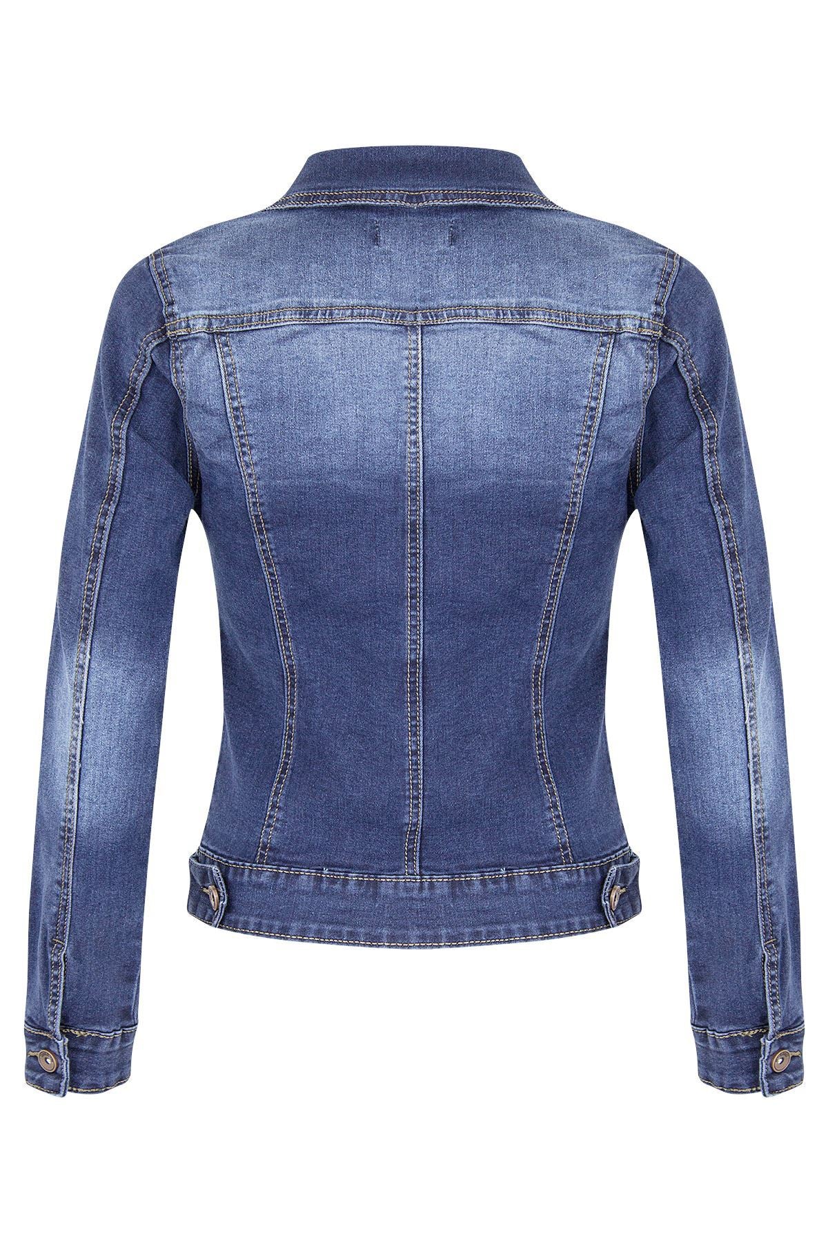 Autumn Winter Short Slim Fitting Biker Stretch Denim Jacket