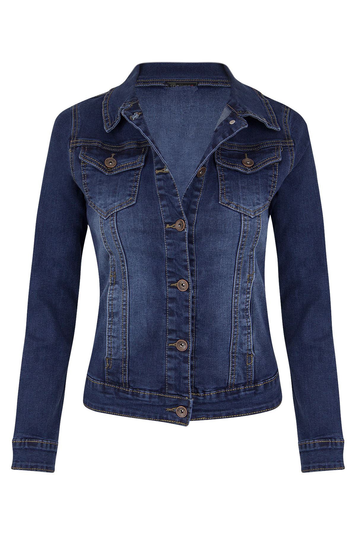 Autumn Winter Short Slim Fitting Biker Stretch Denim Jacket