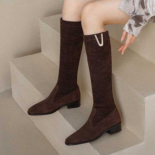 Below The Knee Women's Over-the-knee Skinny Low Heel Large Size Boots