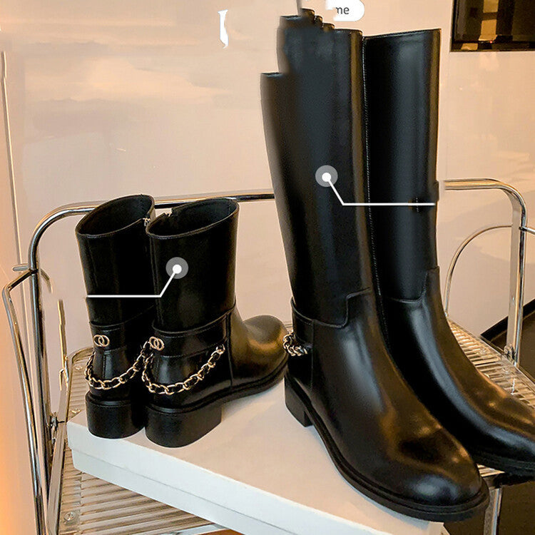 But Knee High Leather Black Ankle Boots