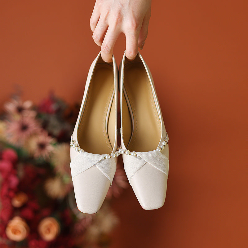 Elegant Pearl Decoration Fashion Lady's Shoes