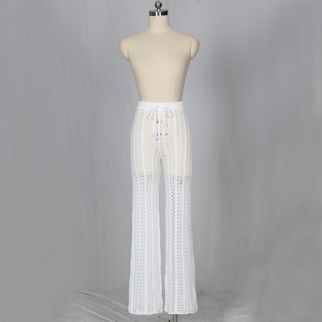 Sexy Women Hollow Out Cutout Knitted Trousers Crocheted Beach Pants