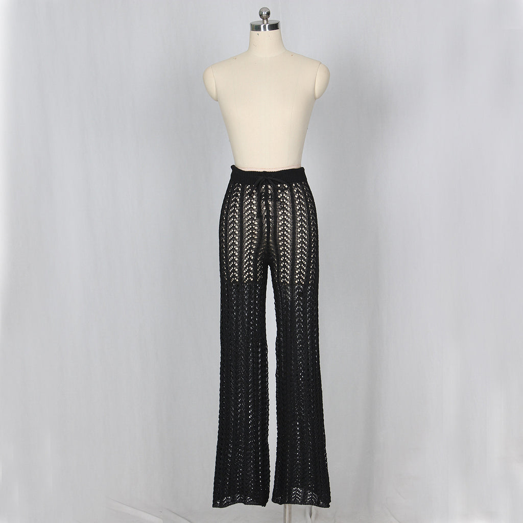 Sexy Women Hollow Out Cutout Knitted Trousers Crocheted Beach Pants