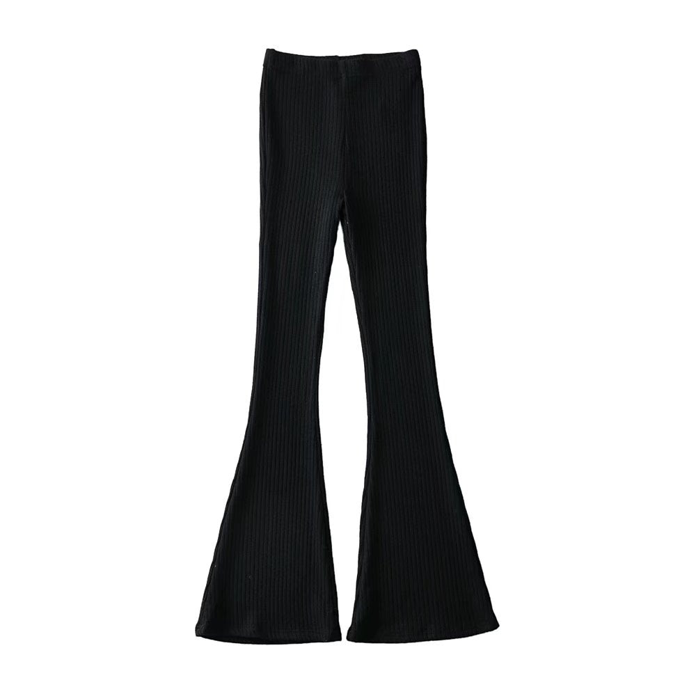 High Waist Bottom Slit Bell-Bottom Pants Internet Celebrity Elastic Waist Mop Trousers Slimming Casual Pants