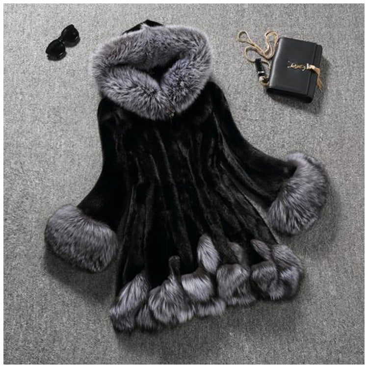 Autumn Winter Women Clothing Faux Fur Coat Mid Length Mink Fur Women Coat
