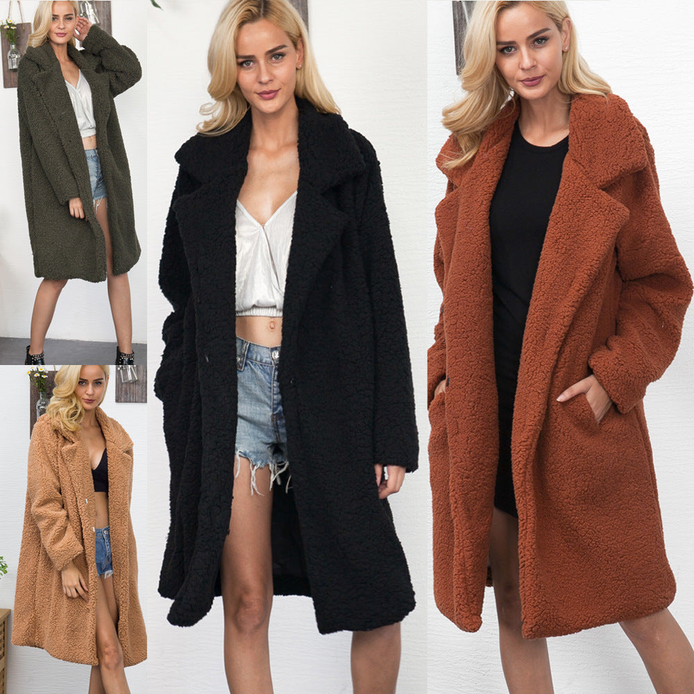 Long Faux Fur Coat Women Casual Coat Autumn Winter Fashionable Jacket