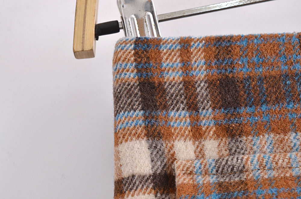 Falda de lana a cuadros decorativa con doble bolsillo de otoño