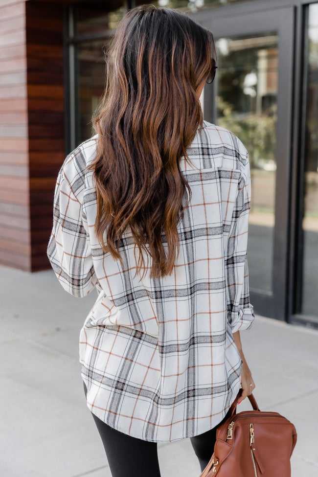 Fall Polo Collar Pocket Long Sleeve Plaid Shirt Thin for Women