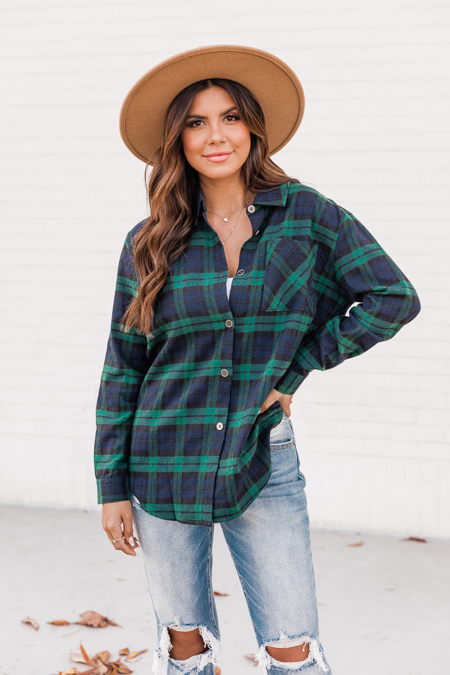 Fall Polo Collar Pocket Long Sleeve Plaid Shirt Thin for Women