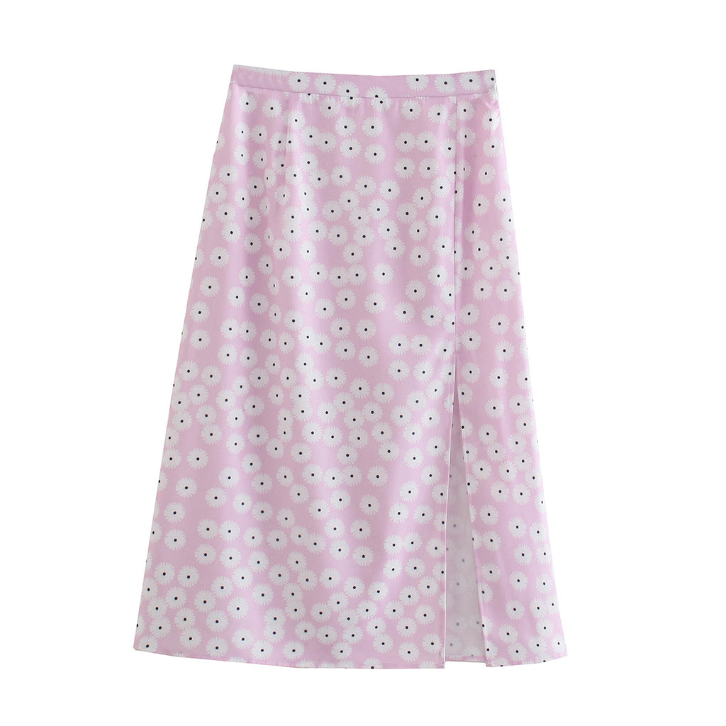 Summer Women Clothing Fashionable Slimming Floral Skirt Midi Skirt