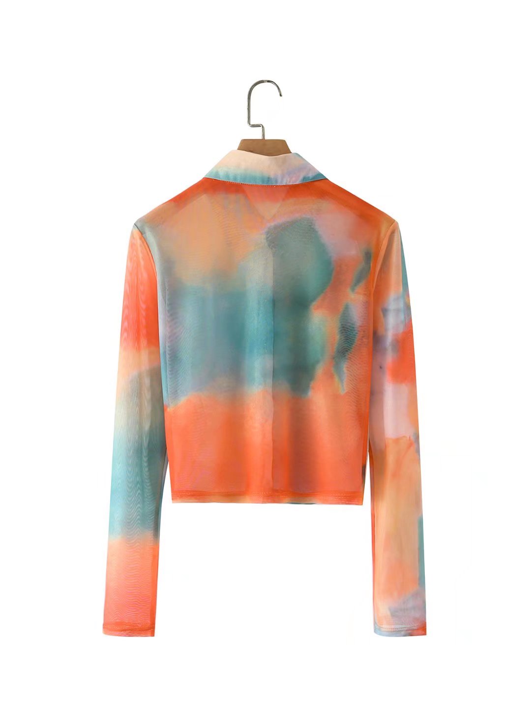 Spring Summer Tie-Dyed Long-Sleeved Shirt Loose Women Niche Elegant Graceful Collared