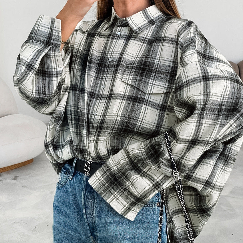 Summer Loose Shirt Russian Classic Retro Polyester Cotton Plaid Street Women Shirt