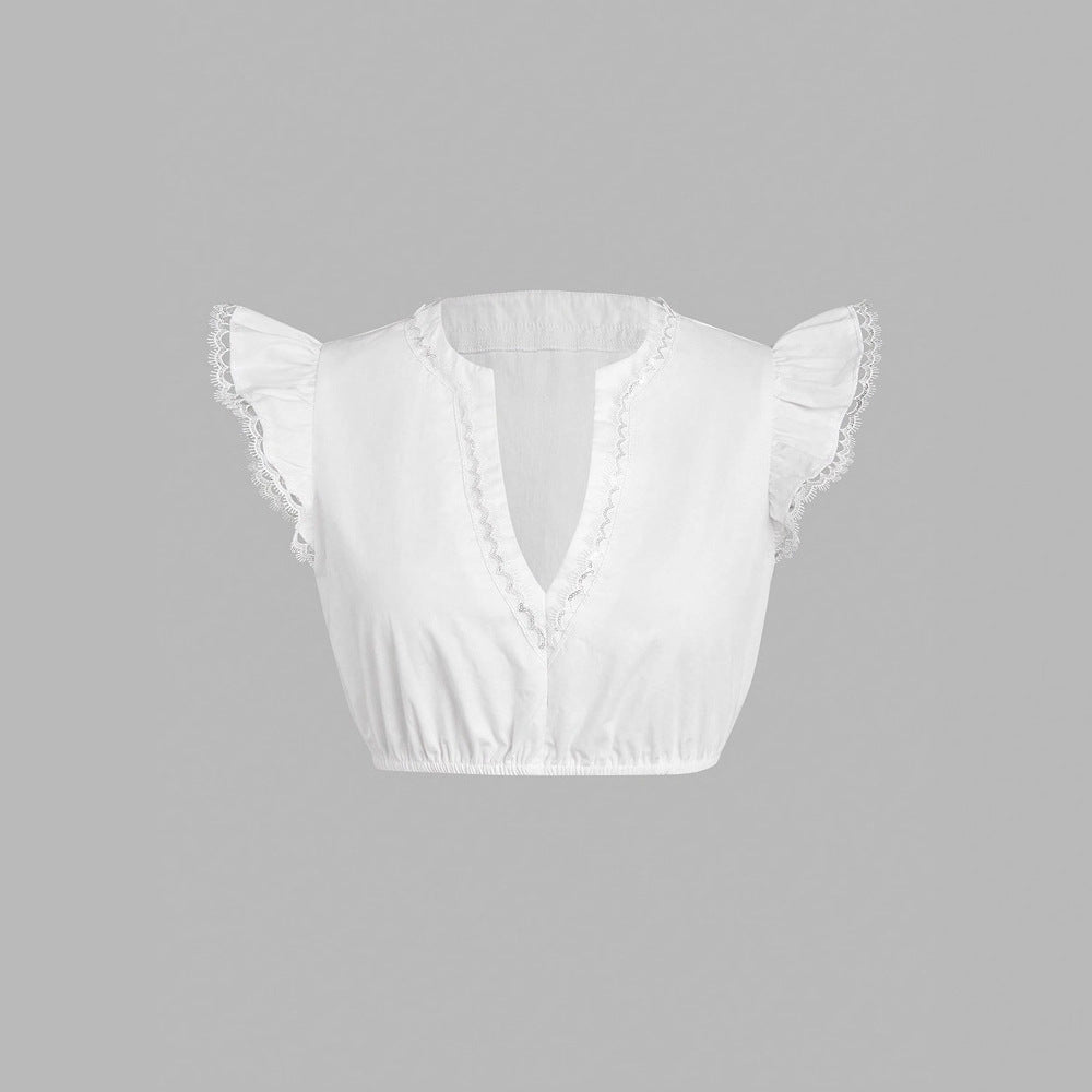 Haut en dentelle à manches courtes et volants style ballet pour festival de la bière