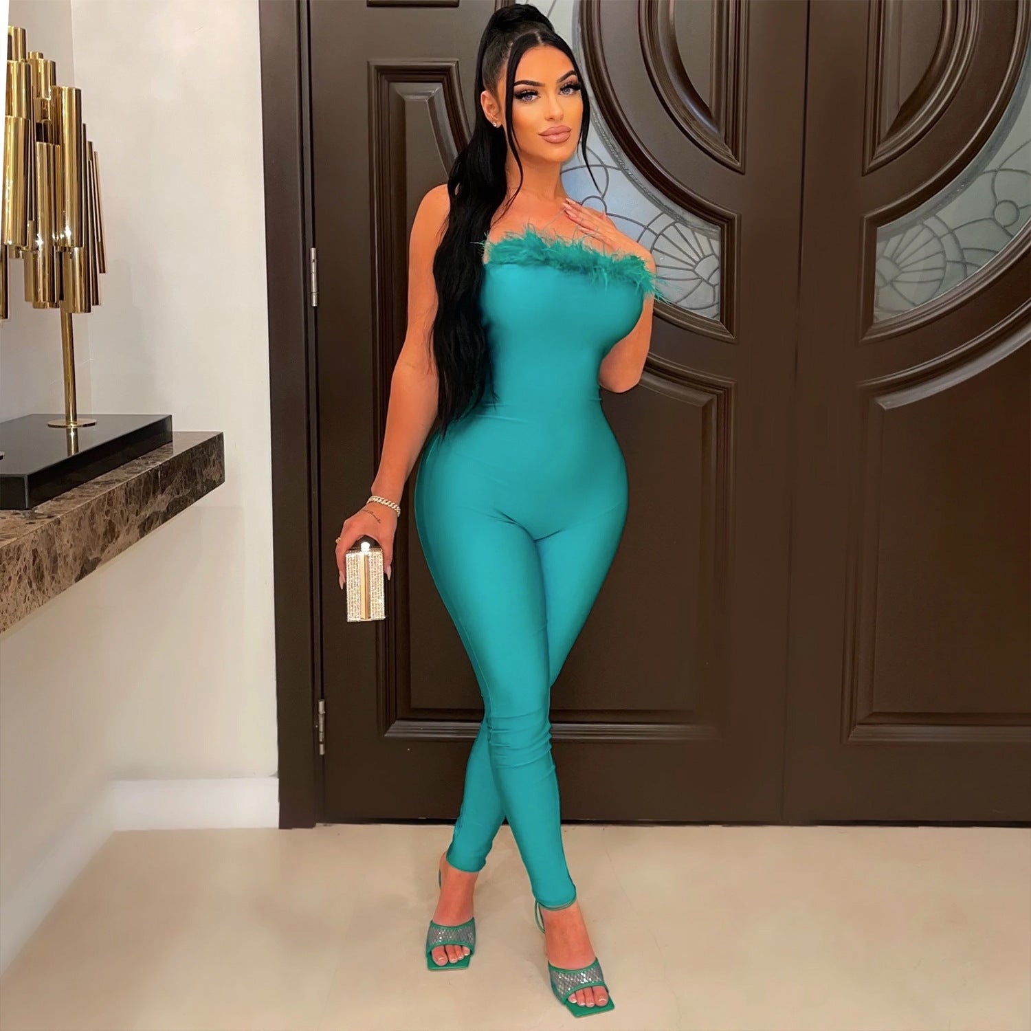 Summer Women Clothing Sexy Tight Wrapped Chest Jumpsuit Trousers for Women