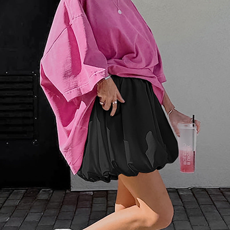 Solid Color Matte Satin Satin All Matching Sexy High Waist Loose Skirt Summer Office Street Skirt