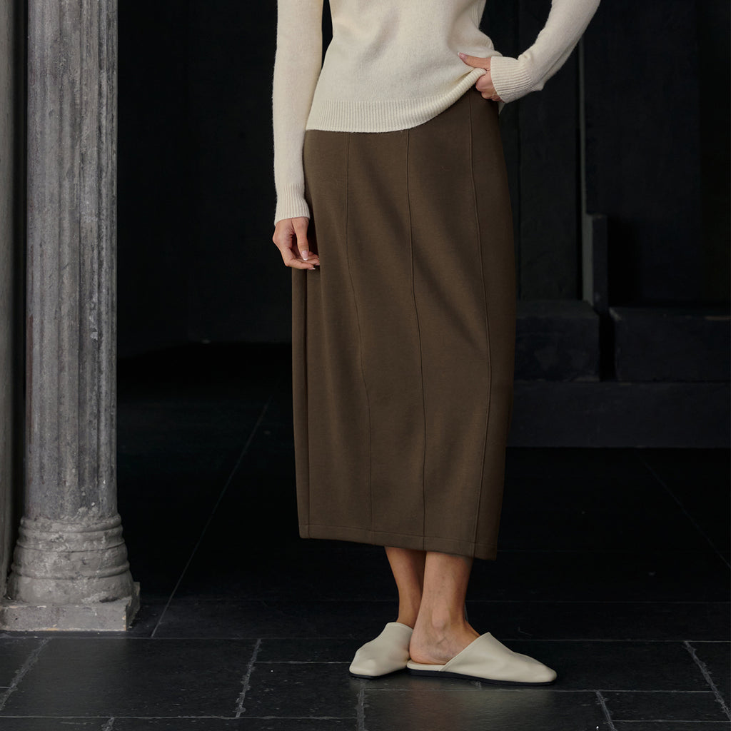 French Office Skirt Women Autumn Winter Back Slit Loose Straight Dress Package Hip Three Dimensional Split Bud Skirt