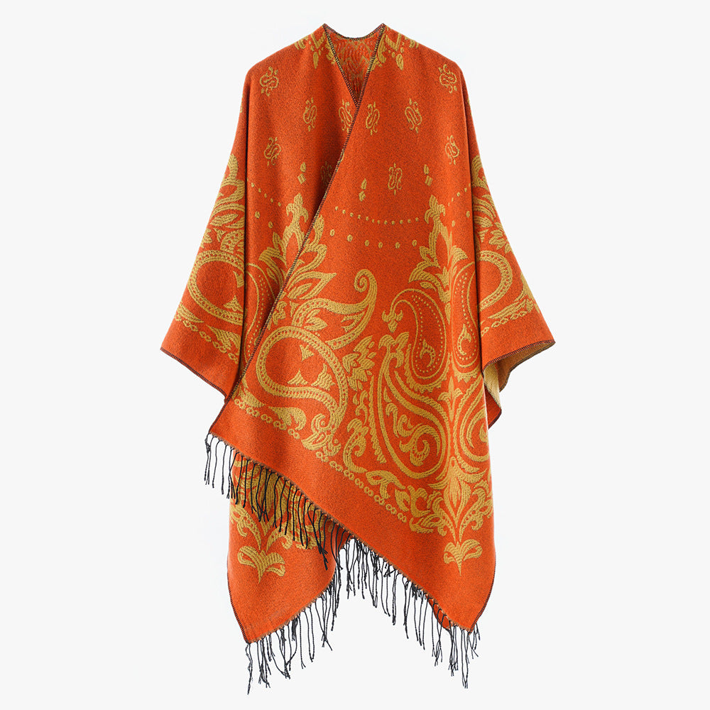 Retro Ethnic Print Shawl Thickening Large Kerchief Autumn Winter Warm Warm Shawl