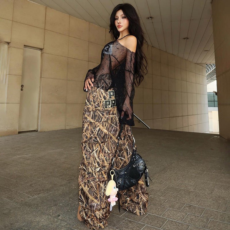 Haut sexy automne-hiver à épaules dénudées, coupe ample, couleur unie, manches longues, en maille.