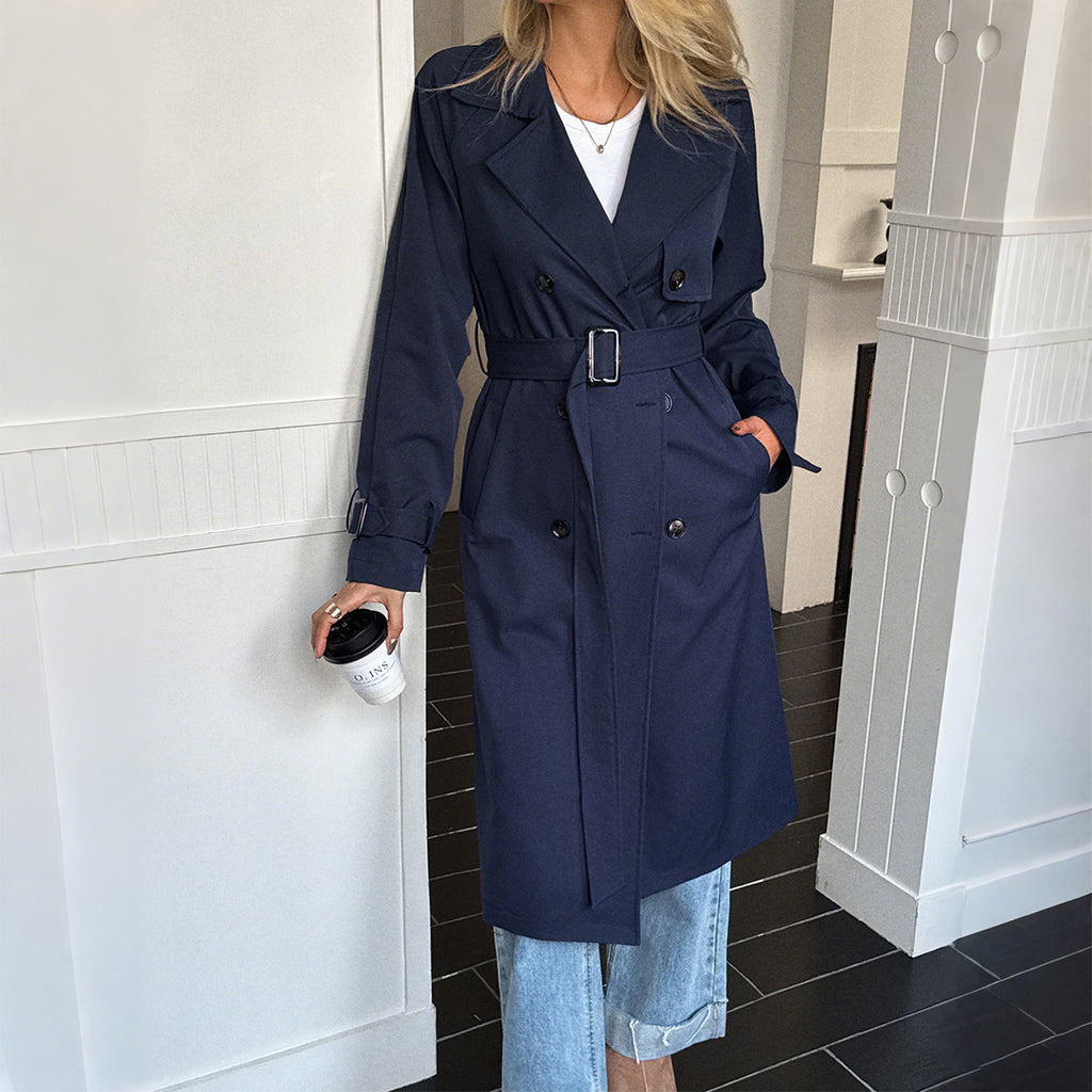 Vacation Solid Color Long Sleeved Overcoat Coat Women Clothing Autumn Winter