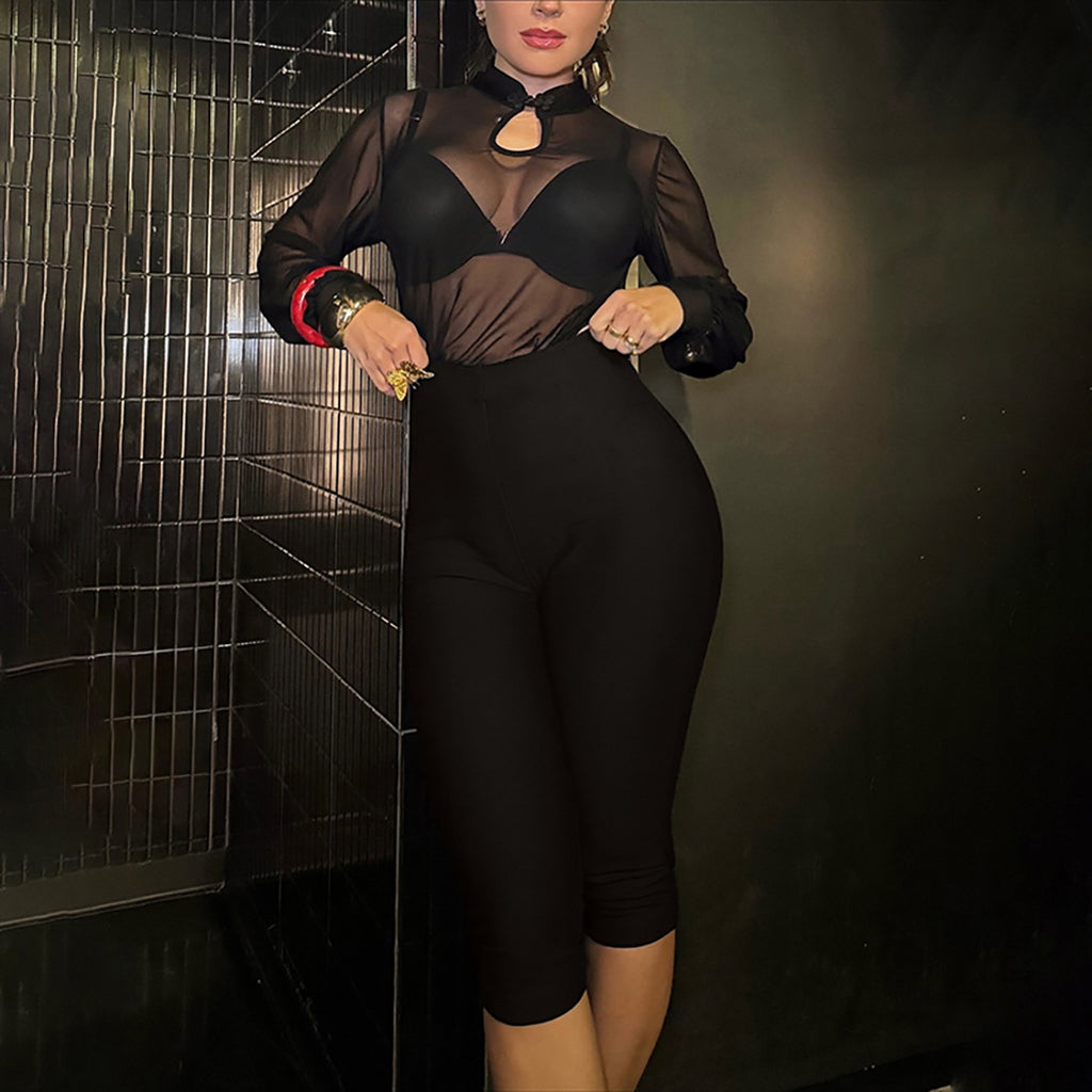 Fall Women Clothing Solid Color Personalized Turtleneck Buttons Cardigan Long Sleeve High Waist Slim Trousers for Women