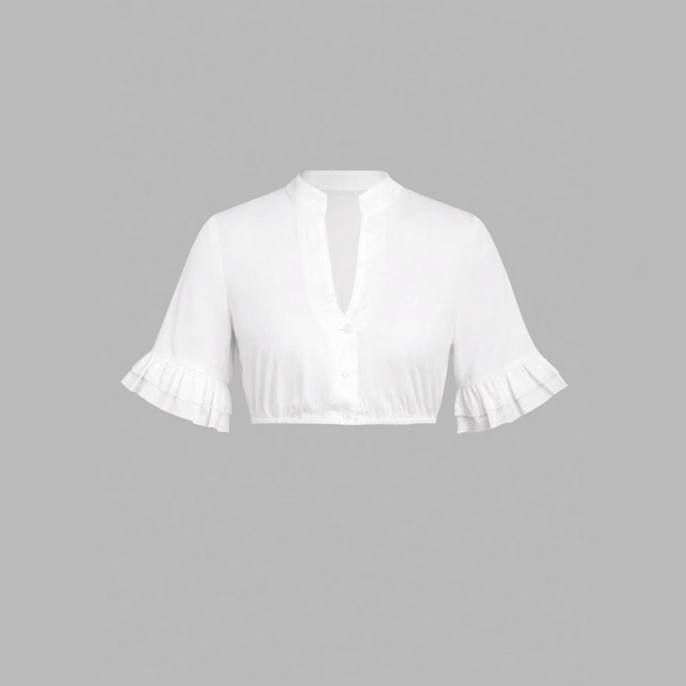 Tenue pour la fête de la bière bavaroise : chemise traditionnelle Dirndl à manches courtes, haut classique