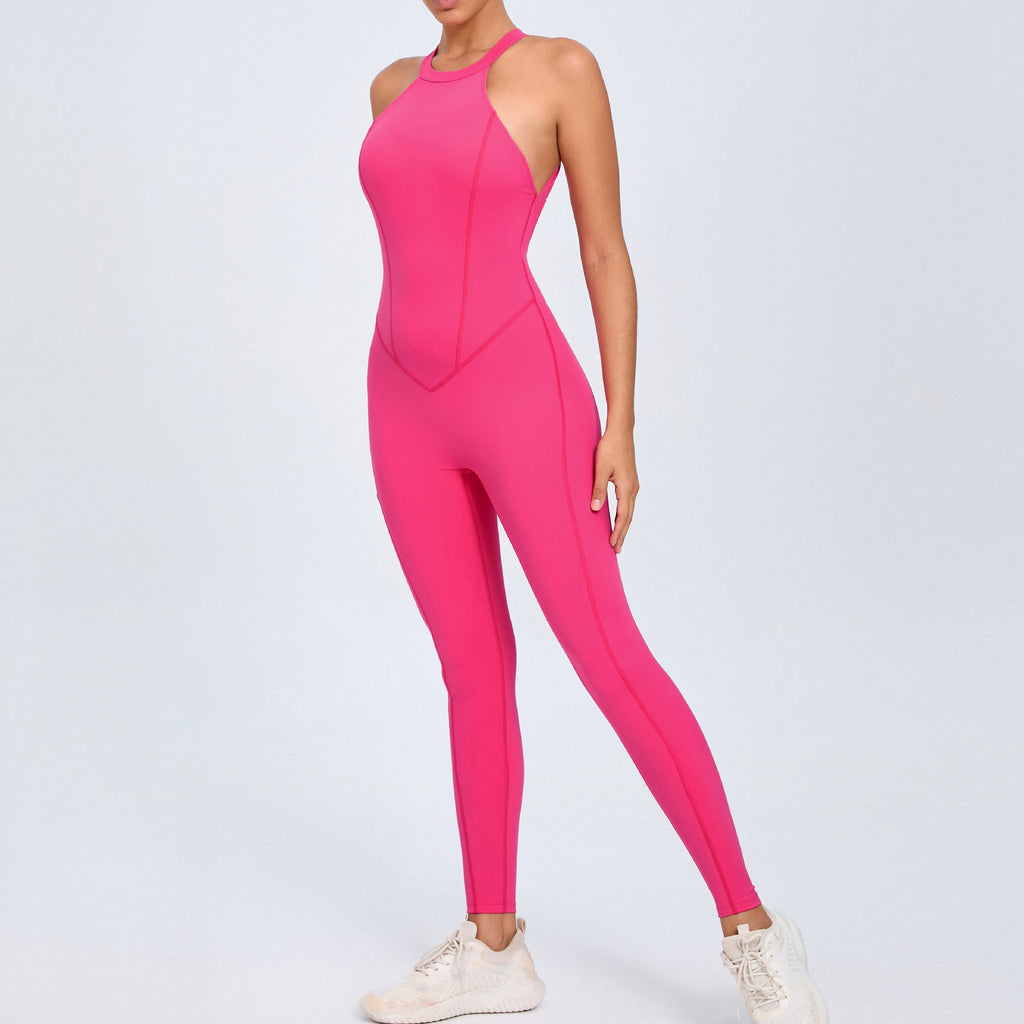 Back Buckle Yoga Jumpsuit Women Peach Hip Backless Sports Quick Drying One Piece Fitness Jumpsuit