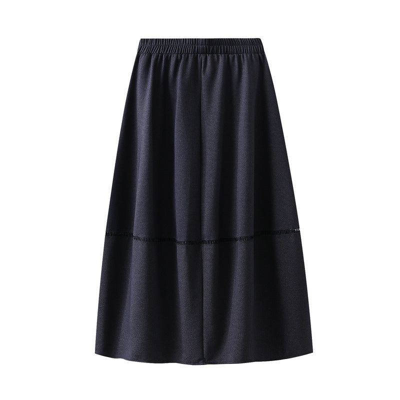 Stitching Soft Denim Skirt Women Autumn High Waist Slimming A line Skirt Mid-Length Umbrella Skirt