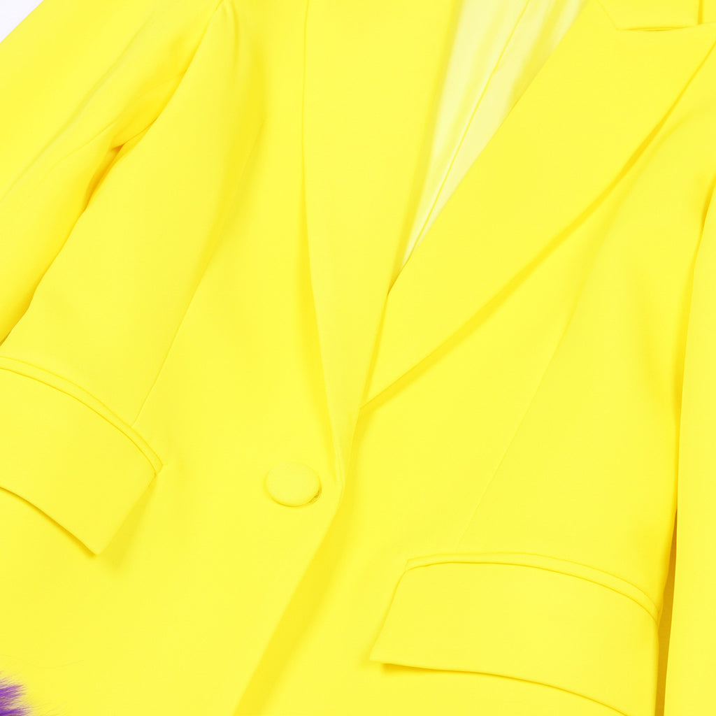 Fall Winter Blazer Detachable Feather Women Blazer