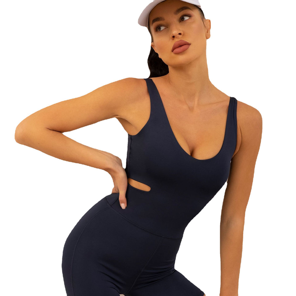 Sexy Jumpsuit Workout Clothes Women Sleeveless Breathable High Elastic One Piece Tight Yoga Jumpsuit
