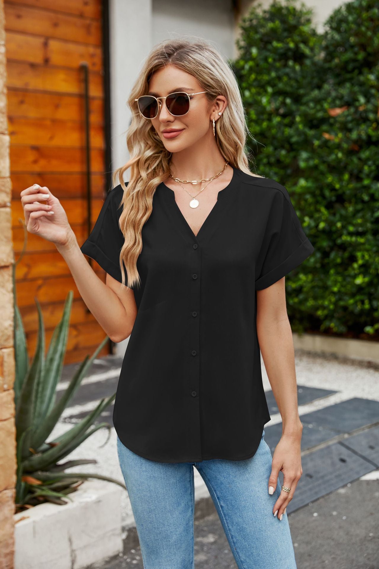Summer Women Clothing Work Comfortable V neck Cardigan Top