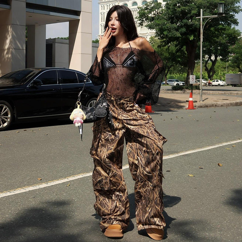 Haut sexy automne-hiver à épaules dénudées, coupe ample, couleur unie, manches longues, en maille.