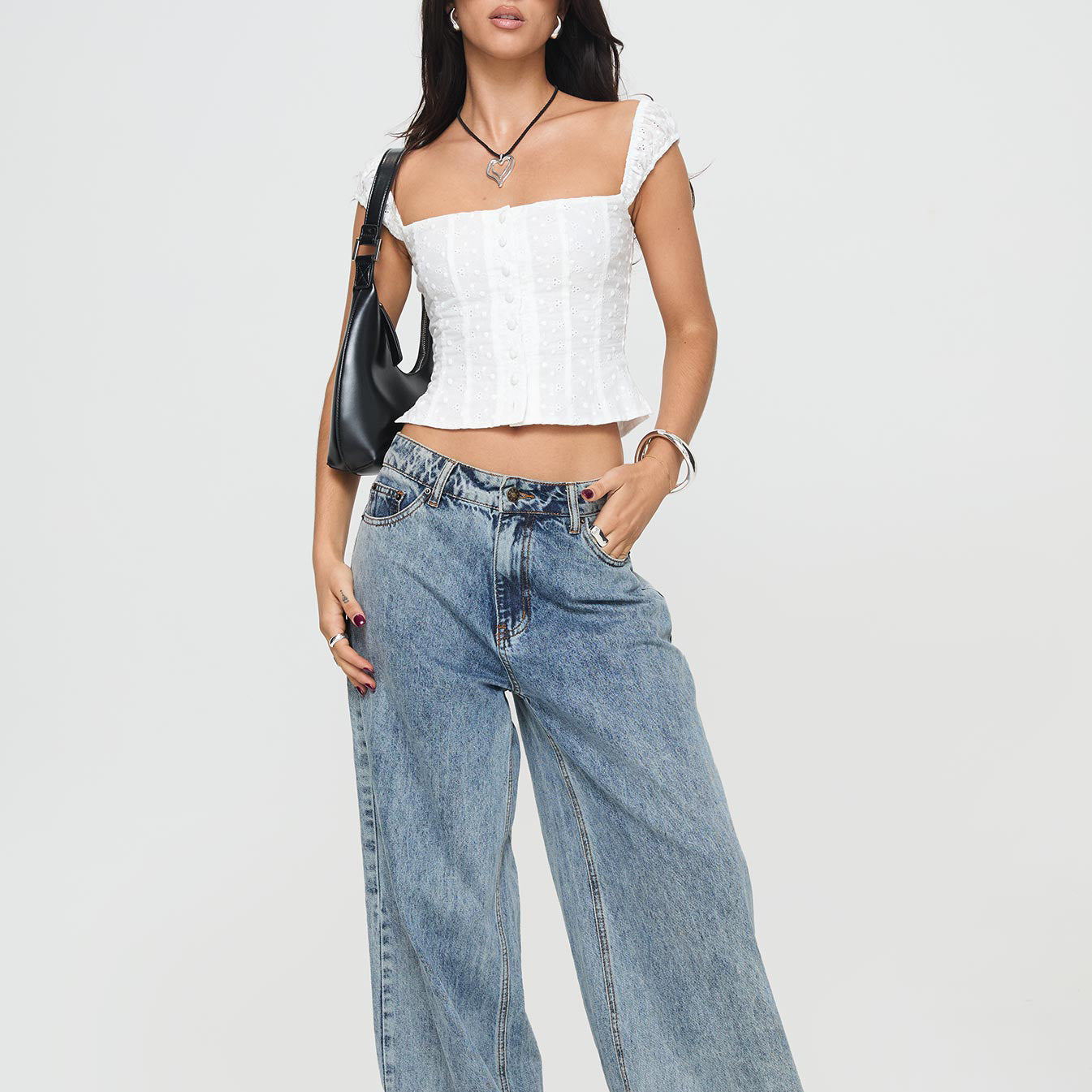 Vest Sexy Slim Polka Dot Button Square Collar Short Top Women