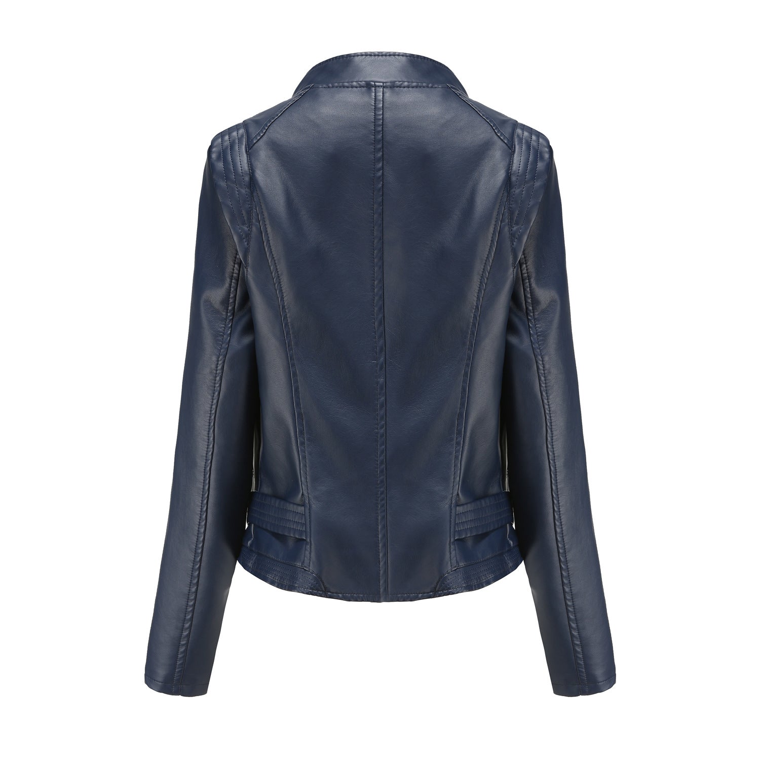 Faux Leather Collared Women Slim-Fit Leather Coat Women Spring Autumn Thin Long Sleeve Coat Short Women Jacket Plus Size