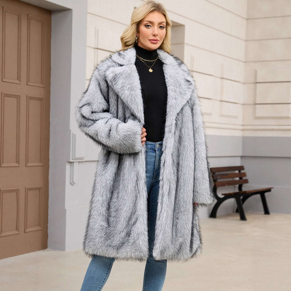 Women Clothing Plush Coat Autumn Winter Faux Fur Plush Coat
