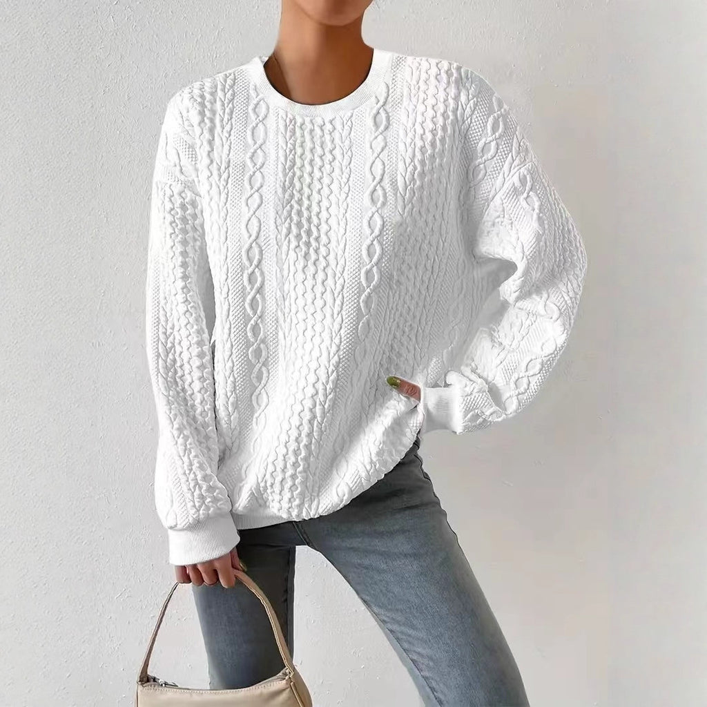 Spring Autumn Trends Loose round Neck Long Sleeve Women Idle Oversize Top Women