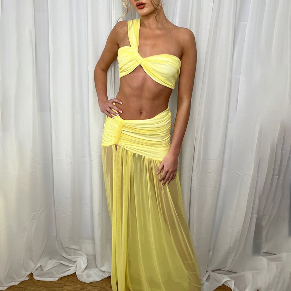 Summer Arrival Ladies Two Piece Sets Sexy Bikini Top Gauzy Package Hip Women Skirt Two Piece Sets