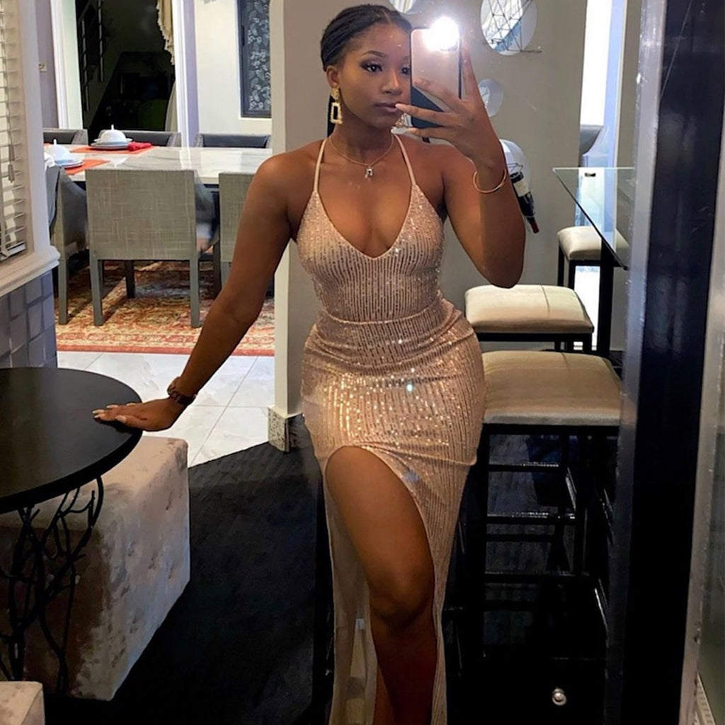 Women Clothing Sexy Two Pieces Backless Lace Up Dress Women