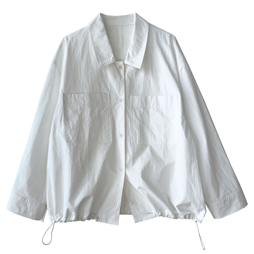 Elegant Double Pocket Polo Collar Casual Shirt Women Spring All Matching Bandage Dress Shirt