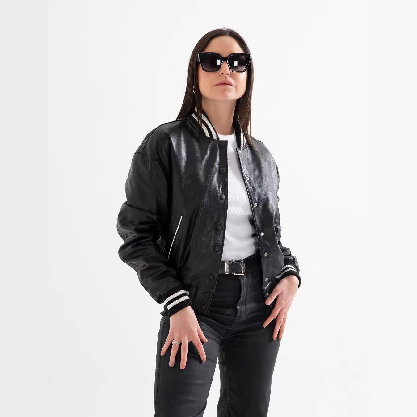 Leather Jacket Coat Trendy Outing Winter Motorcycle Clothing Faux Leather Jacket