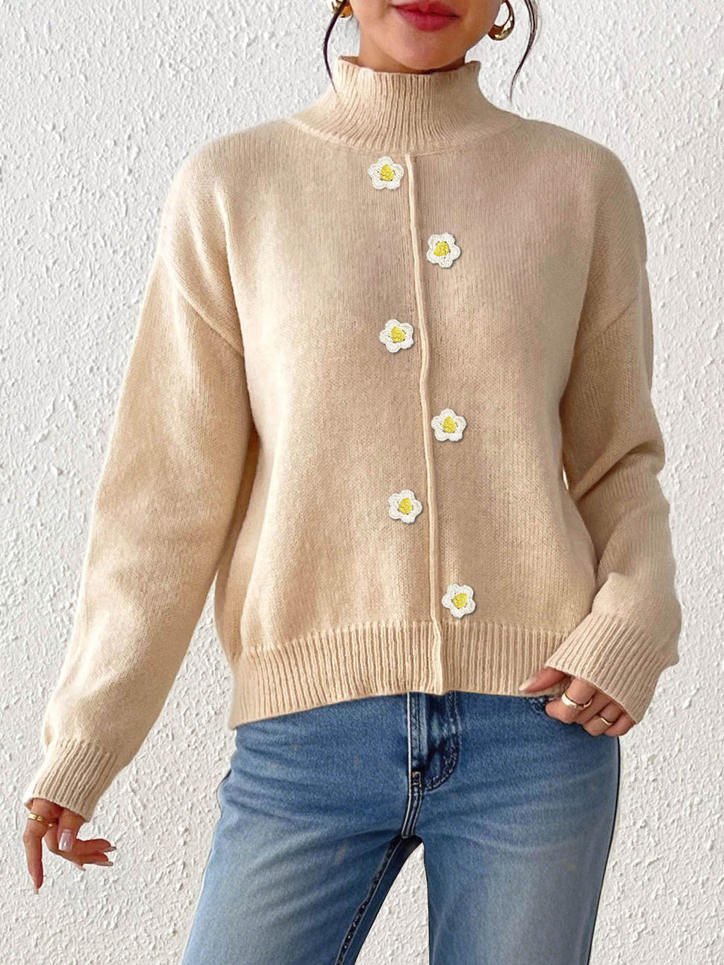 Beige Coat 6 Small Flowers