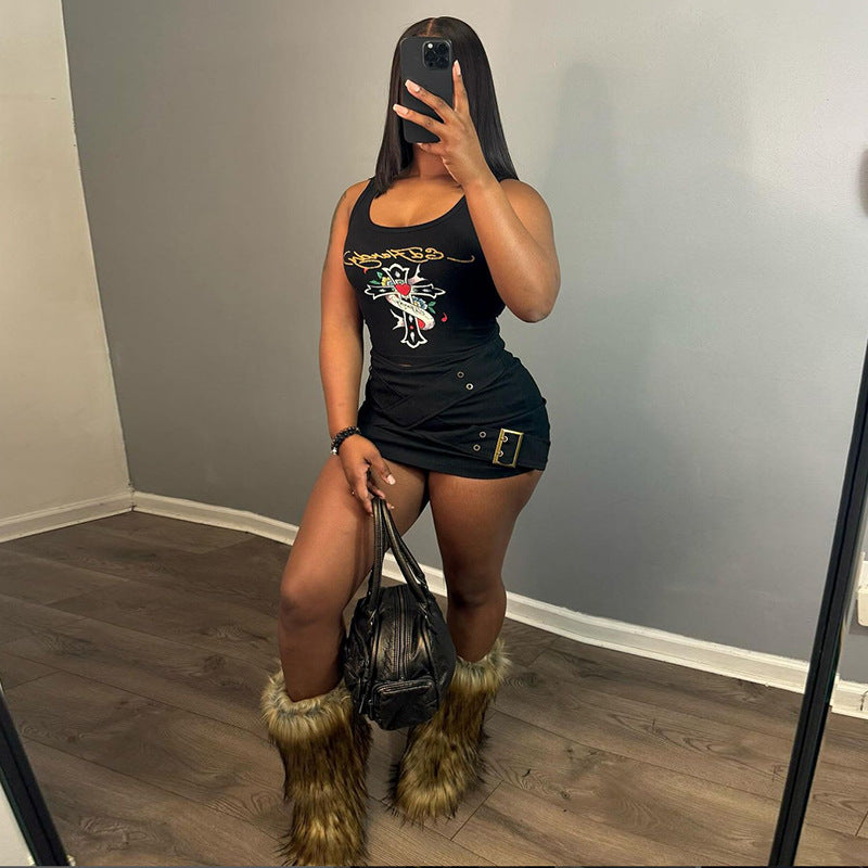 Ropa de otoño para mujer, personalizada, de cintura baja, ajustada, sexy, con bolsa de cadera, falda ajustada