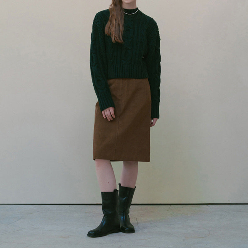 Autumn Winter Corduroy Skirt Warm Fashionable A line Mid Skirt Retro Art Skirt Women Clothing