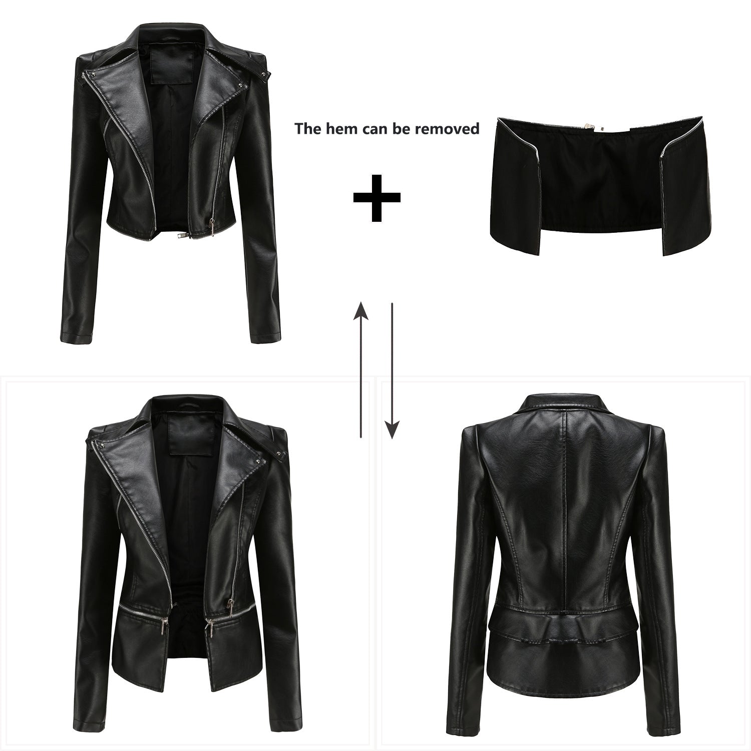 Women Clothing Size New Leather Coat Women Detachable Hem Spring Autumn Coat Women Fashion Casual Jacket