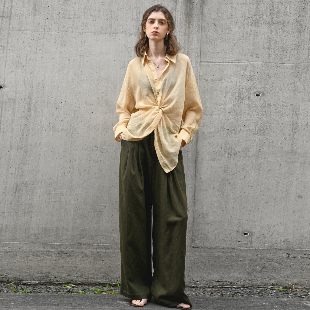 Women Niche Twisted Waist Design Shirt Summer Lightweight Breathable Tup Cardigan