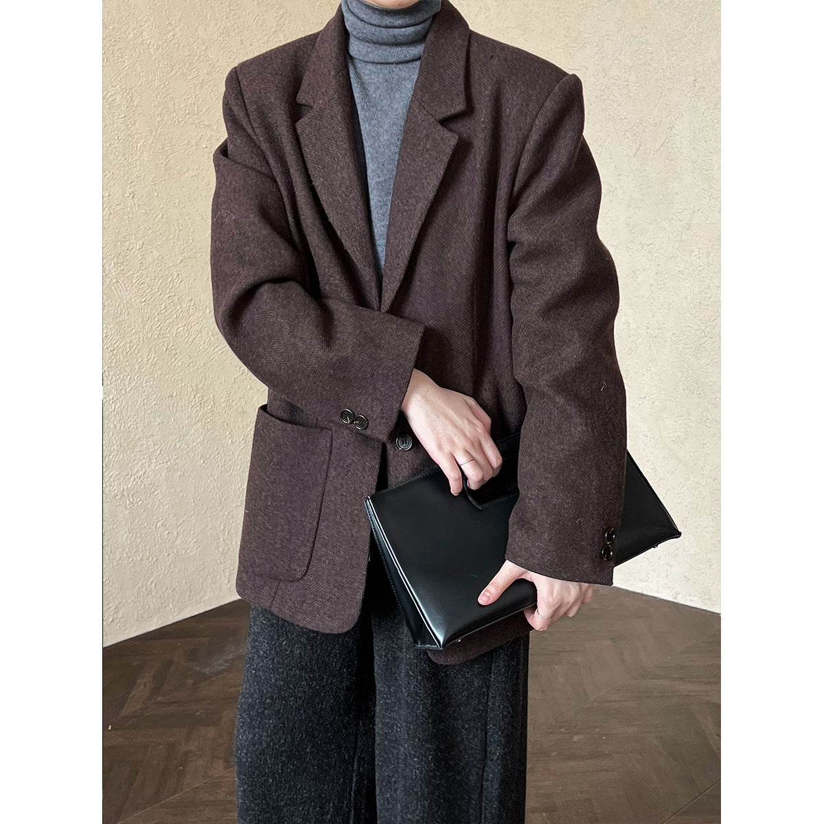 Korean Autumn Winter Blazer for Women High Sense Casual Woolen