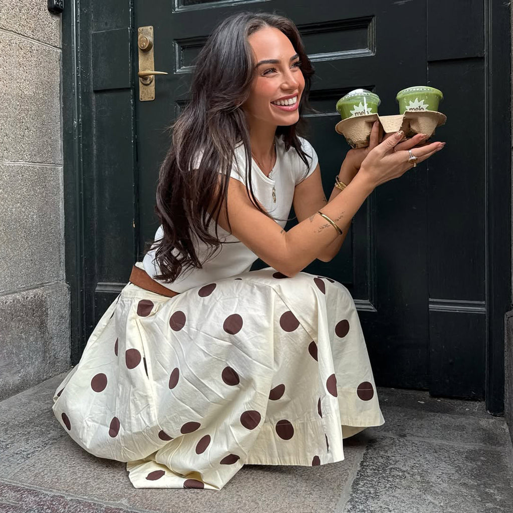 Falda elegante de moda con diseño de paraguas y lunares franceses para mujer, falda drapeada de longitud media para vacaciones
