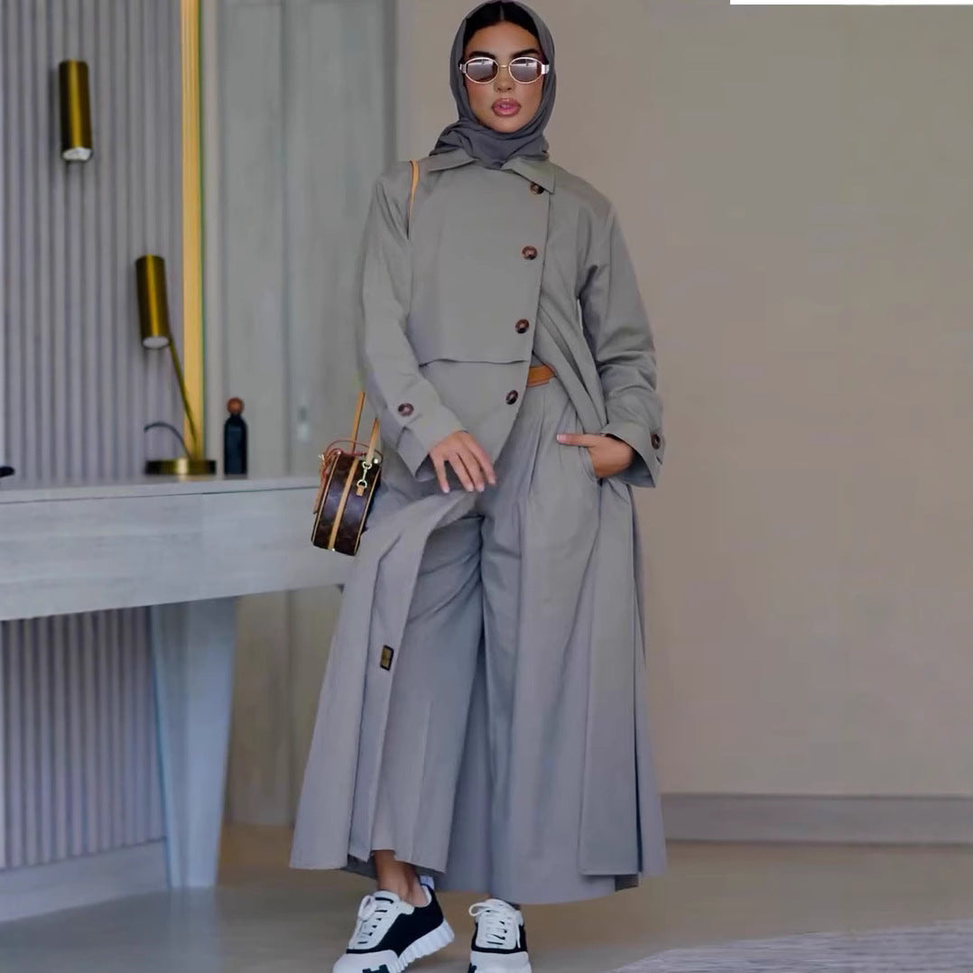 Arrival Autumn Winter Simplicity British Retro Motorcycle Mid Length Coat