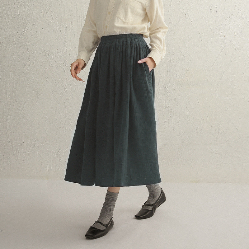 Texture Thickened Cotton Skirt Women Autumn Winter Loose A line Large Hem Umbrella Skirt Three Layer Gauze High Waist Skirt