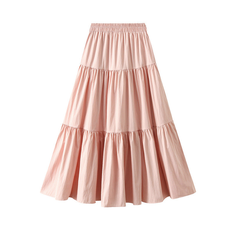 Gentle Skirt for Women Spring Summer High Waist Mid Length Fairy Three Section A line Tiered Dress