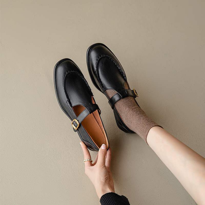 Women's Fashion Retro Leather Mary Jane Shoes